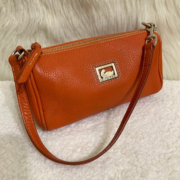 DOONEY & BOURKE Vintage Y2K Orange Pebbled Leather Mini Barrel Bag - Picture 13 of 16